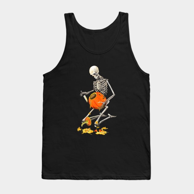 Skeleton Pumpkin Carving Tank Top by Heather Dorsch Creations